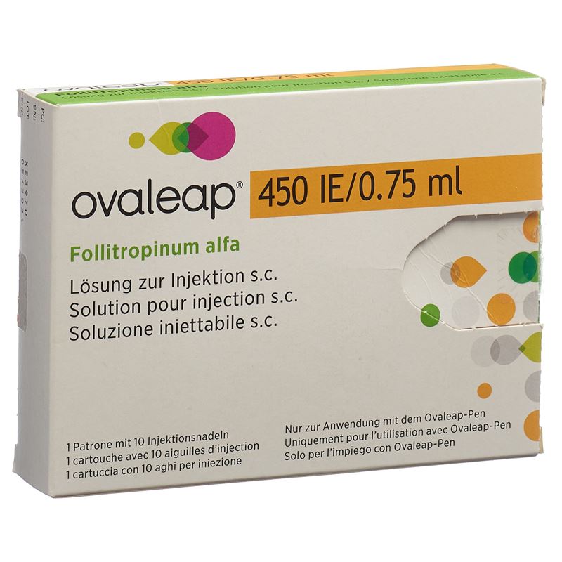 OVALEAP Inj Lös 450 IE/0.75ml Patrone m 10 Nadeln